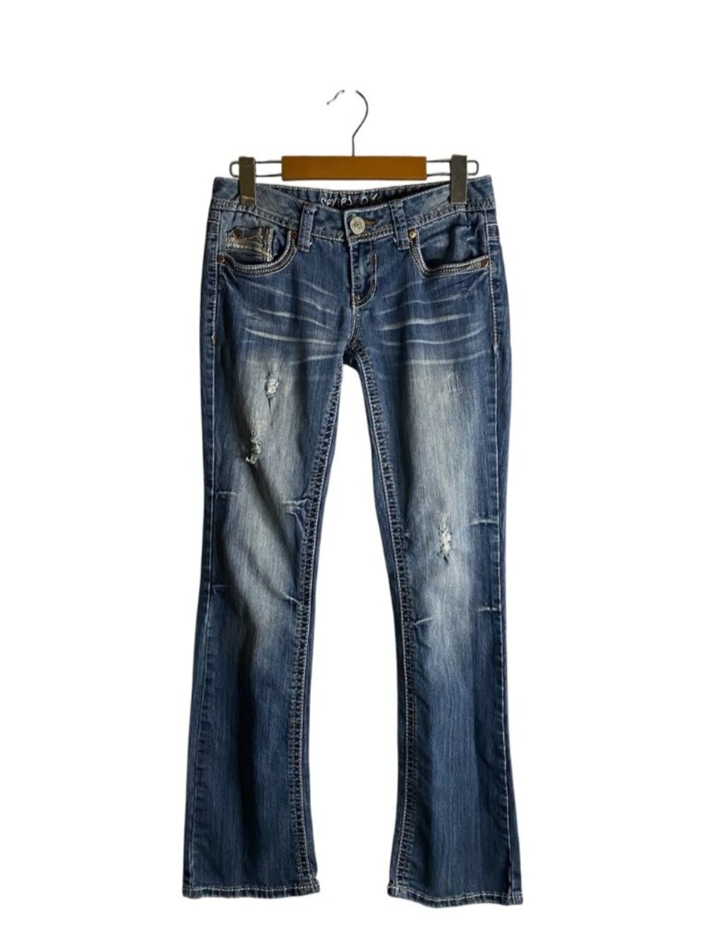 Y2K Amethyst Series 31 Junior Girl's Distressed Bootcut Denim Jeans
